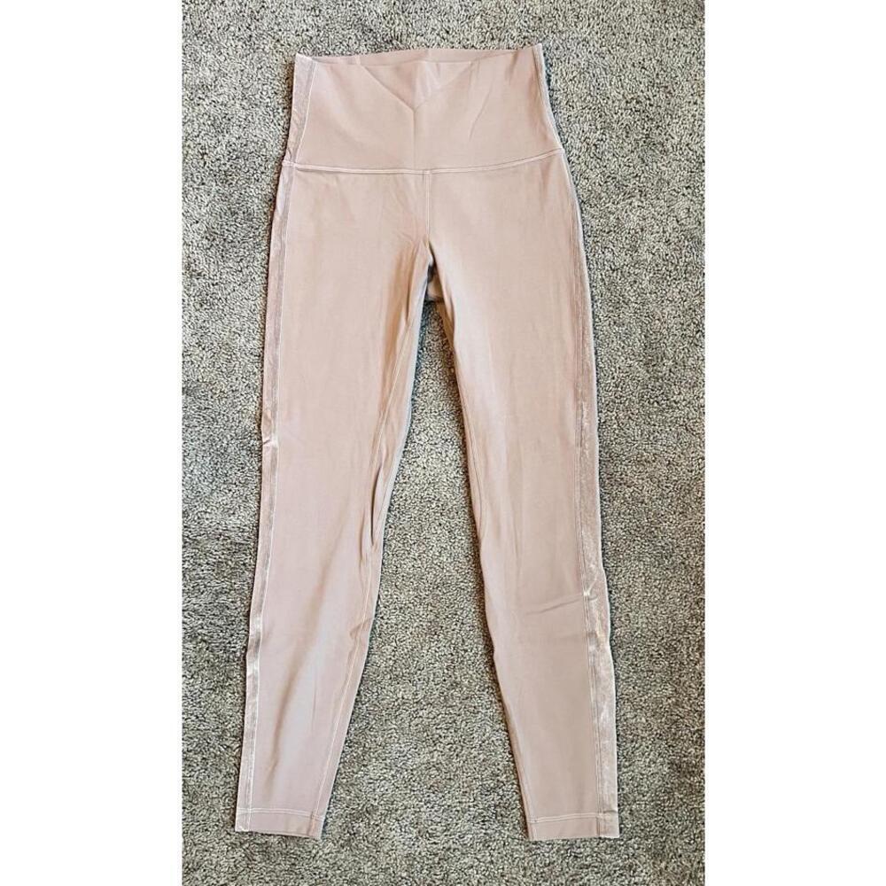 Lululemon Align Super High Rise 28” Sz 8. Lever Side Stripe Pink W5CC0S Yoga